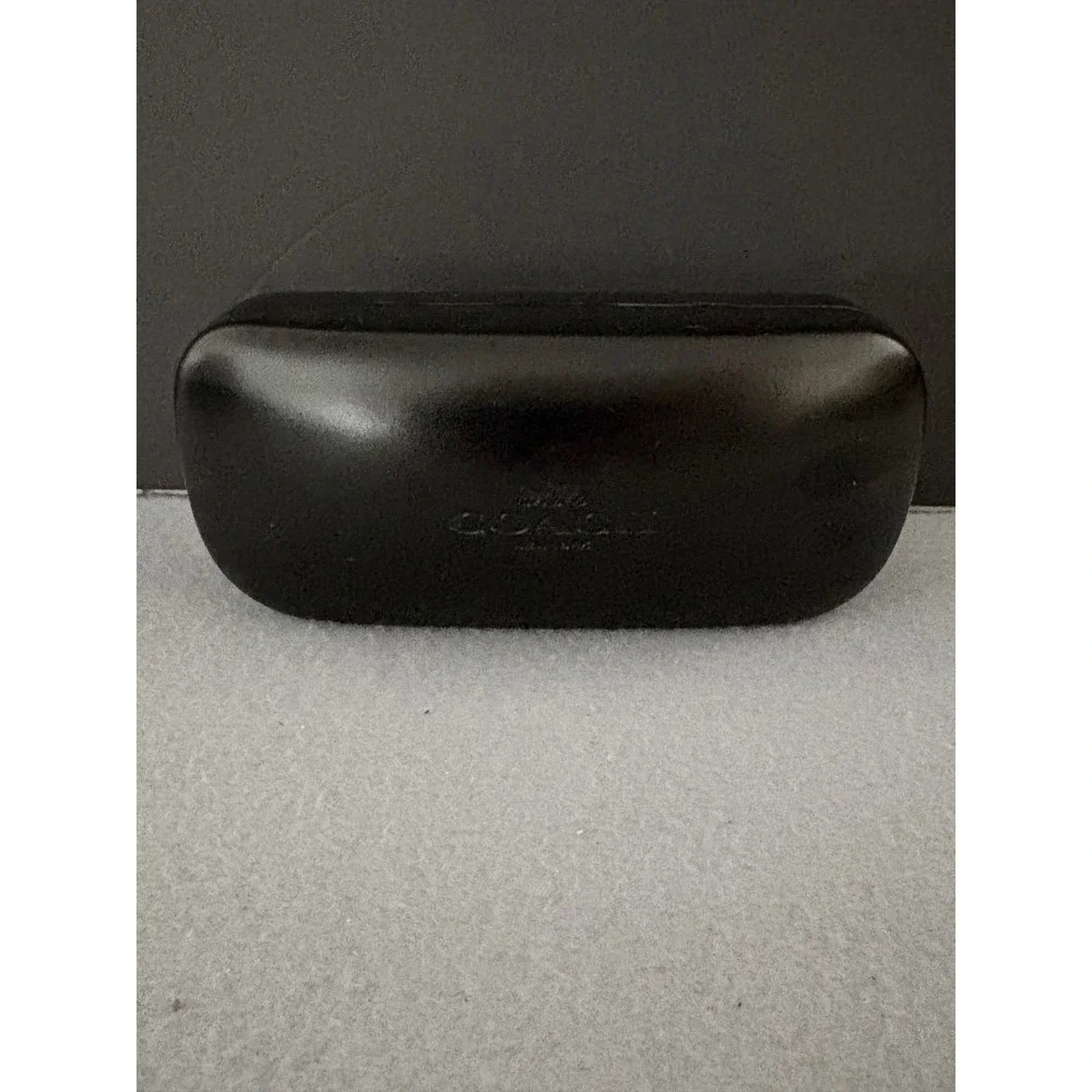 Coach Women Eyeglass Case Hard Clamshell Black Embossed Logo Designer Eyewear
